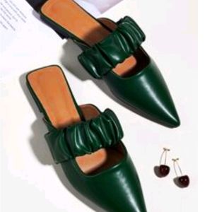 New pointy green elastic shoes flats sz 39